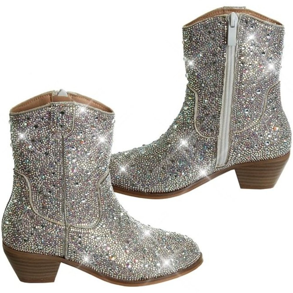 💕NWT Swarovski Crystal Rhinestone Girls Cowboy Boots BARBIE Halloween Co…